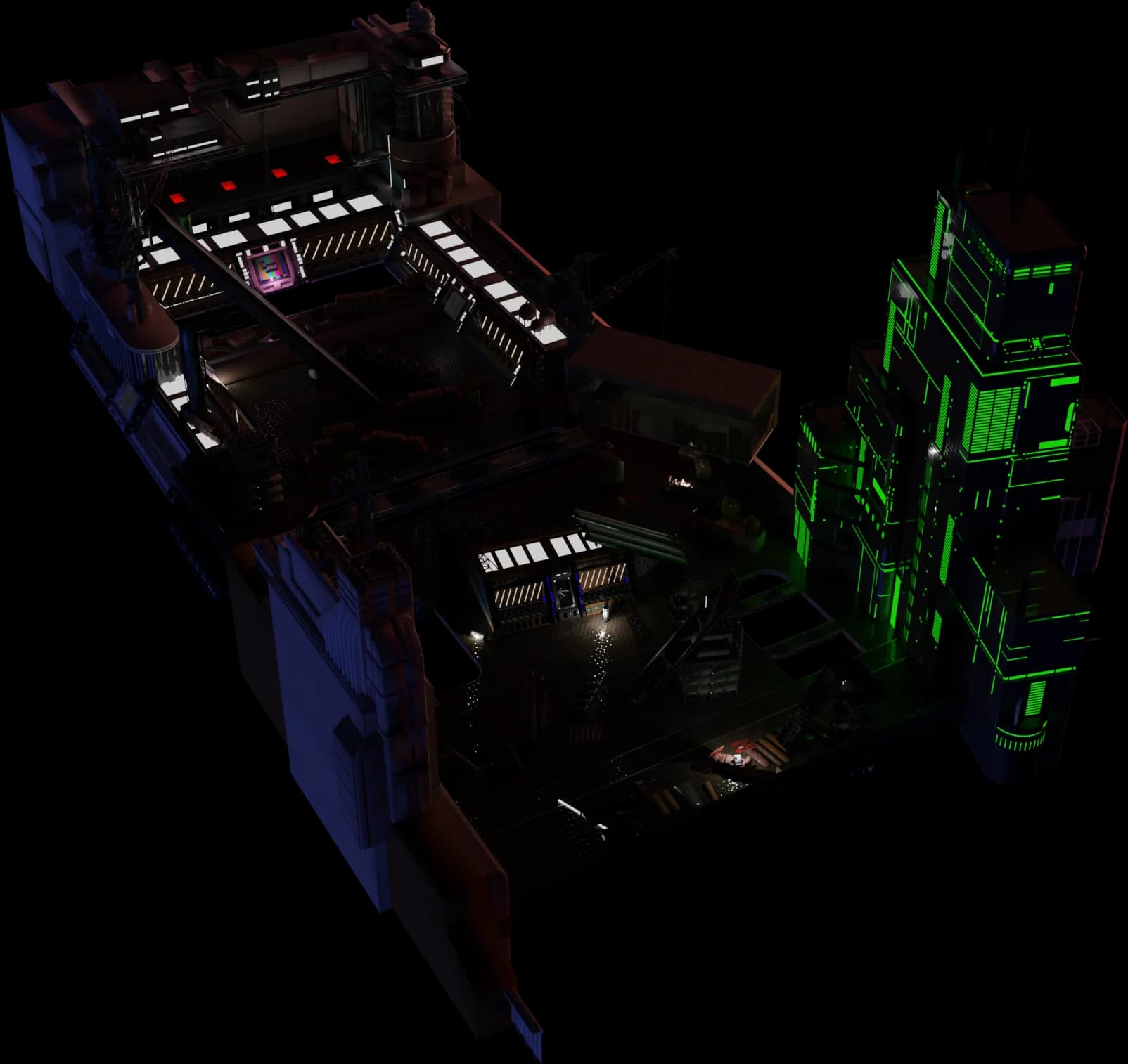 A 3D model of the Apolide Festival venue, seen from above