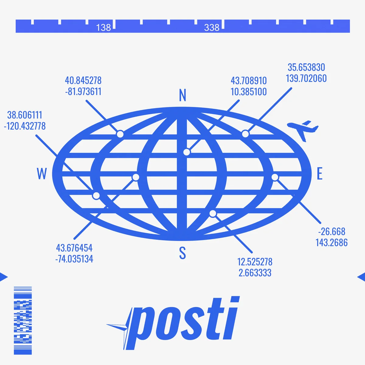 Posti cover: a blue globe drawn like an airline logo