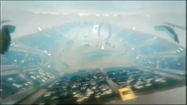 Coachella 2024 visual: the desert arena from above, lit at night